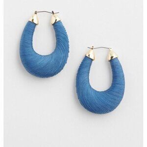 Chico's Hoops Teardrop Blue Thread Wrapped Textured NWT Career Casual Coastal